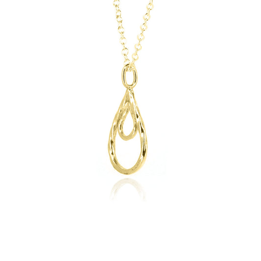 Raindrop Large Pendant - 9ct Yellow Gold Necklace
