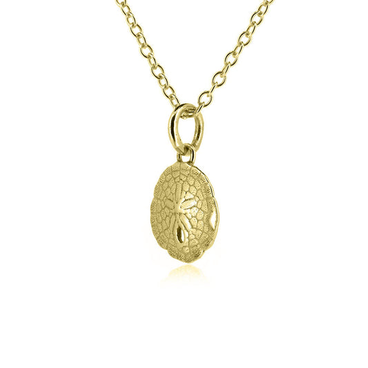 Sand Dollar Small Pendant - 9ct Yellow Gold Necklace