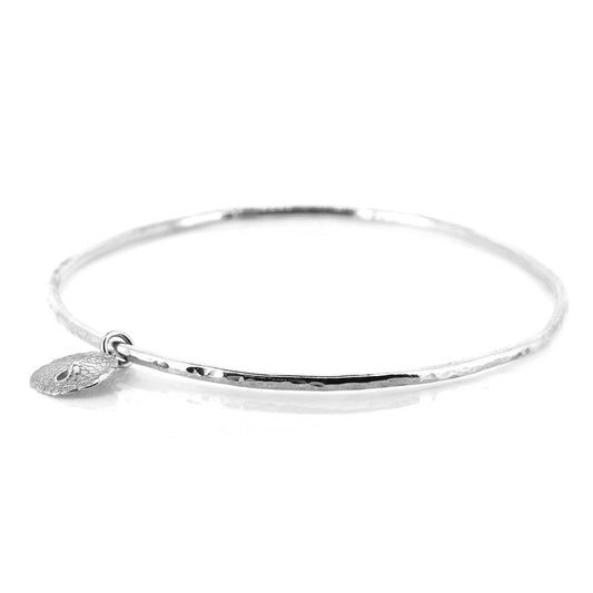 Sand Dollar Charm Bangle - Sterling Silver Bangles