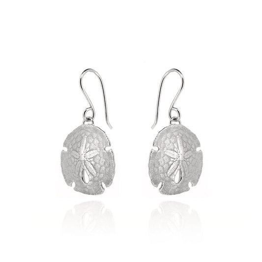 Sand Dollar Large Drop Earrings - Sterling Silver Drop Earrings