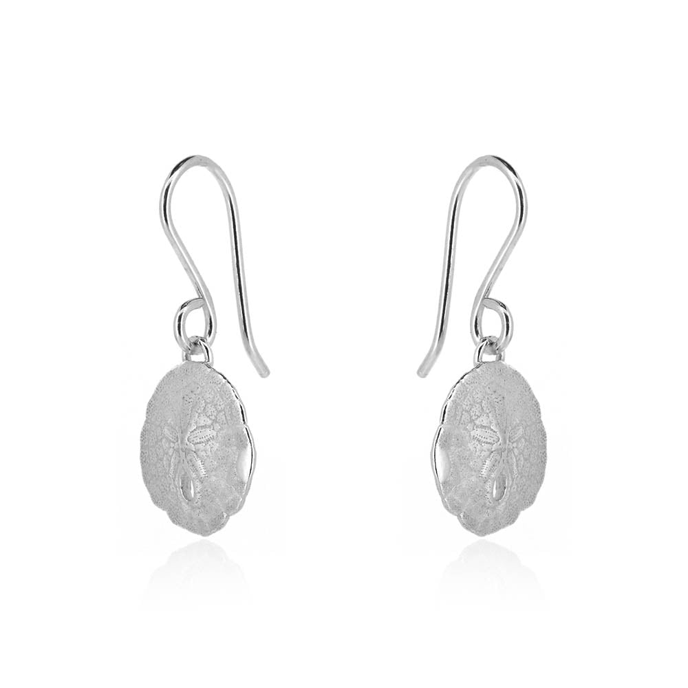 Sand Dollar Small Drop Earrings - Sterling Silver Drop Earrings