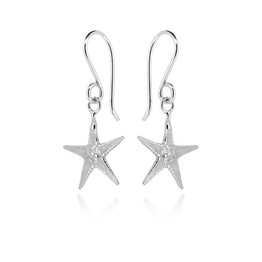 Starfish Medium Drop Earrings - Sterling Silver Drop Earrings