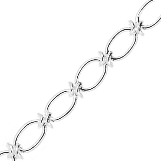 Oval Link and Knot Chain Bracelet - Sterling Silver - 8.5 Inch (22cm) length, 6.5mm width Bracelets