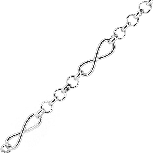 Infinity Chain Bracelet - Sterling Silver - 8.5 Inch Bracelets