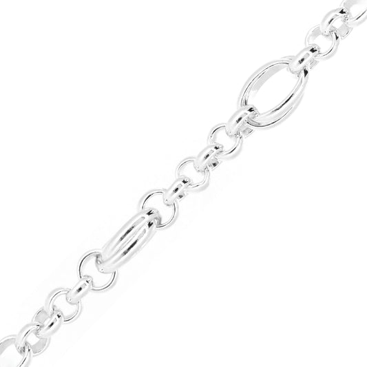 Crossover Link with Round Belcher Chain Bracelet - Sterling Silver