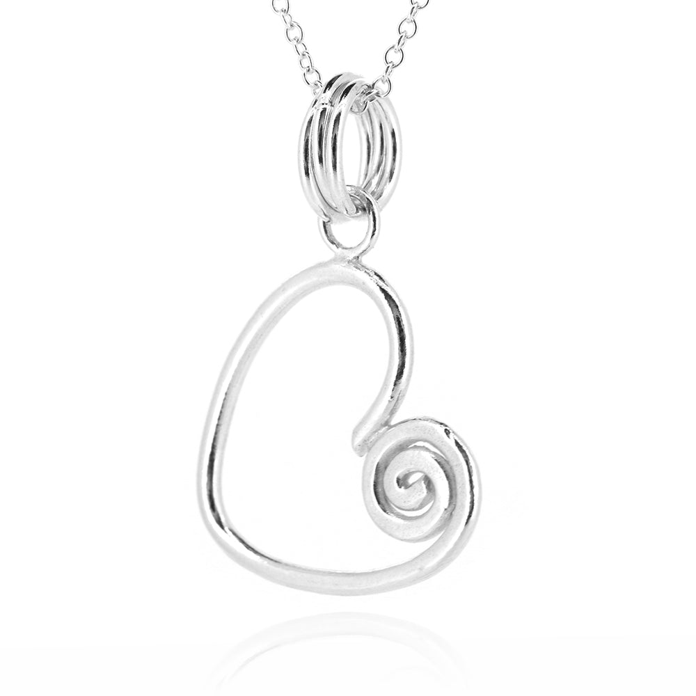 Heart Spiral Large Necklace - Sterling Silver