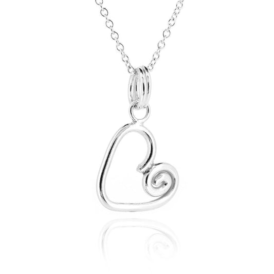Heart Spiral Medium Necklace - Sterling Silver Necklace