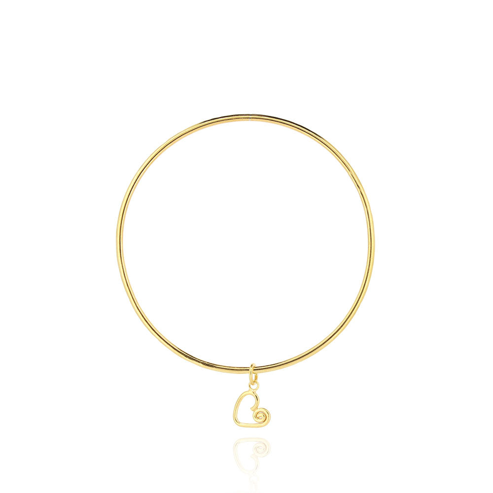 Heart Spiral Charm Bangle - Yellow Gold Vermeil Bangles