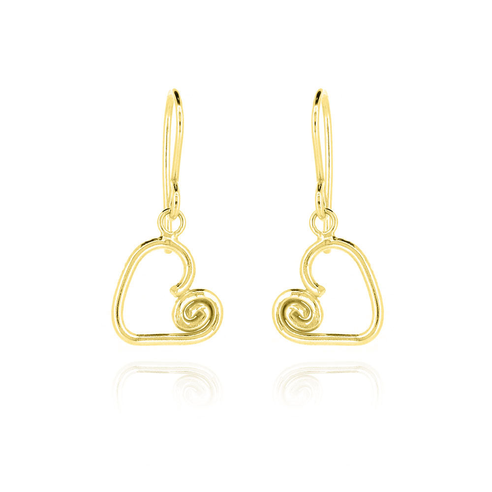 Heart Spiral Drop Earrings - Yellow Gold Vermeil Drop Earrings