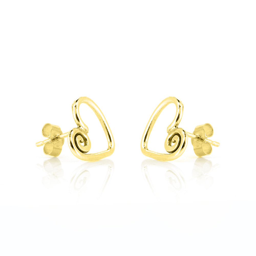Heart Spiral Large Stud Earrings - Yellow Gold Vermeil