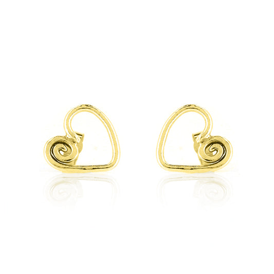 Heart Spiral Large Stud Earrings - Yellow Gold Vermeil