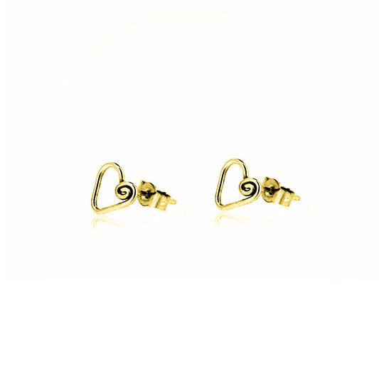 Heart Spiral Stud Earrings - Yellow Gold Vermeil Stud Earrings