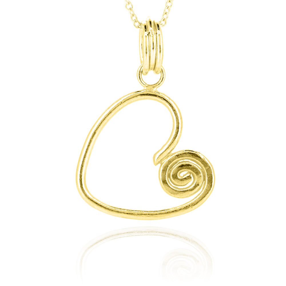 Heart Spiral Large Necklace - Yellow Gold Vermeil
