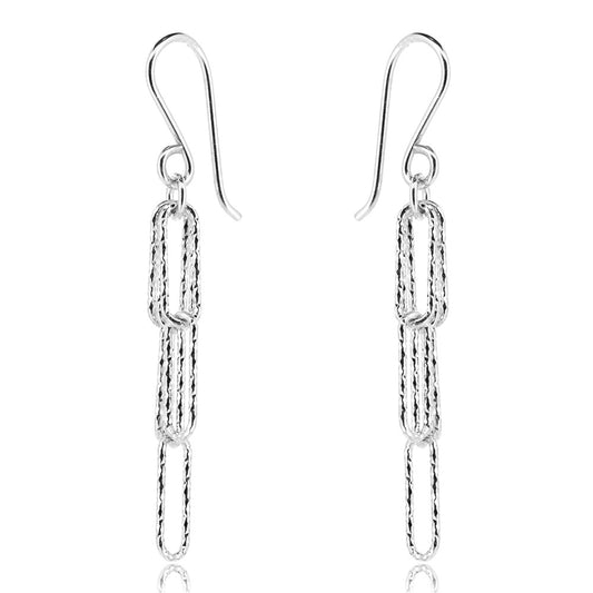 Sparkle Fringe Drop Earrings - Sterling Silver Drop Earrings