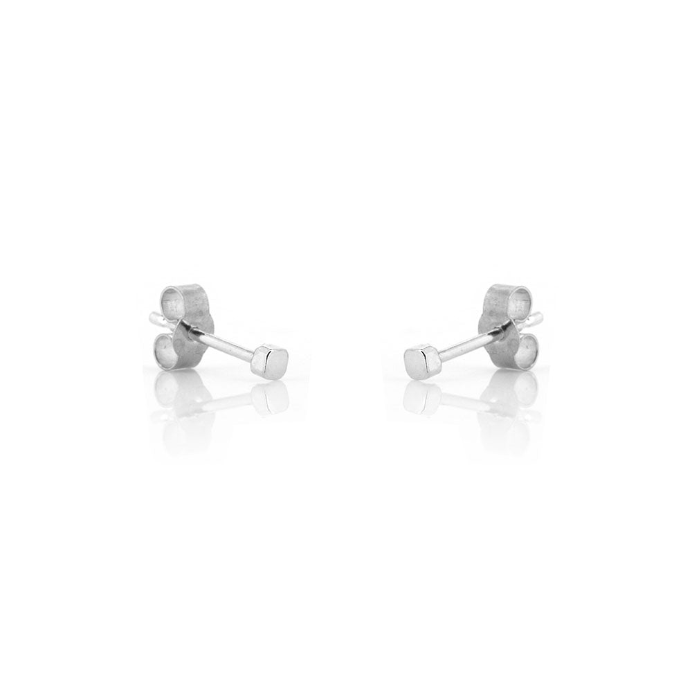 Micro Square 2mm Stud Earrings - Sterling Silver Stud Earrings