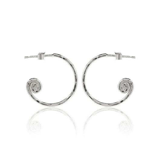 Spiral Large Hoop Earrings - Sterling Silver Hoop Earrings