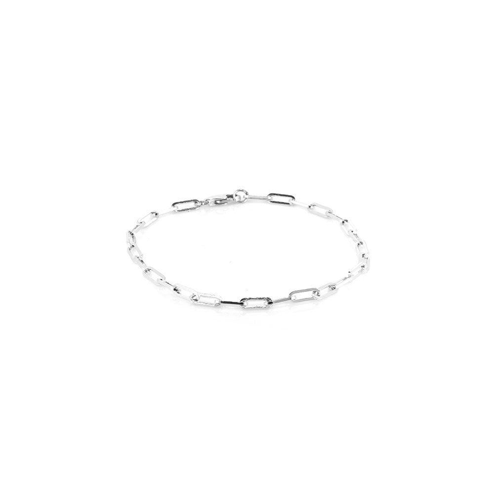 Square Trace Paperclip Bracelet - Sterling Silver