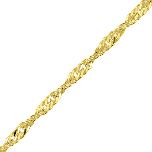 Twisted Curb Bracelet - Yellow Gold Vermeil - 7.5 Inch (19cm) Length, 2.4mm width