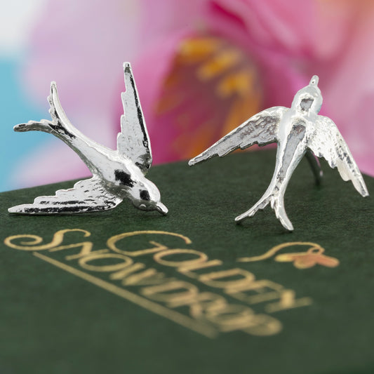 Swallow Large Stud Earrings - Sterling Silver