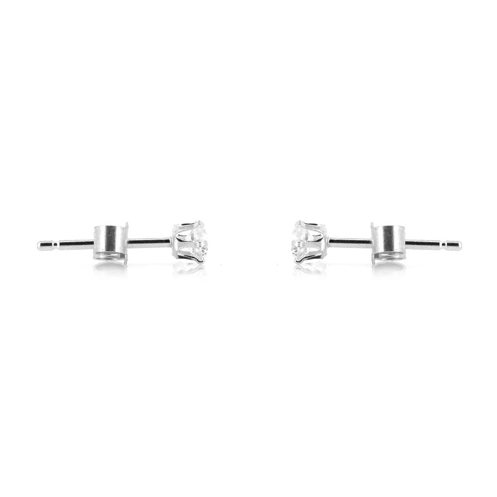 Brisa Cubic Zirconia 3mm Stud Earrings - Sterling Silver Stud Earrings