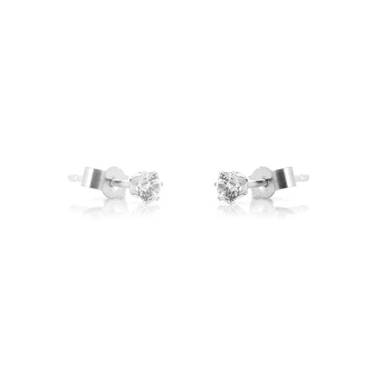 Brisa Cubic Zirconia 3mm Stud Earrings - Sterling Silver Stud Earrings