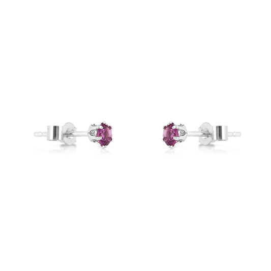 Brisa Rhodolite Garnet 3mm Stud Earrings - Sterling Silver Stud Earrings