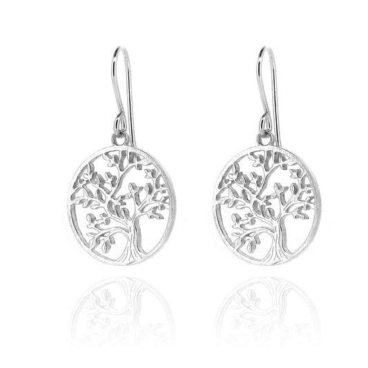 Tree Of Life Drop Earrings - Sterling Silver Drop Earrings