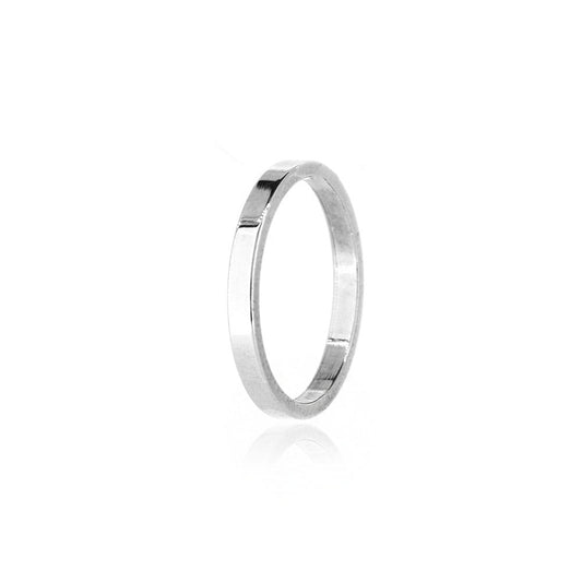 Flat Profile 2mm Band Ring - Sterling Silver Rings