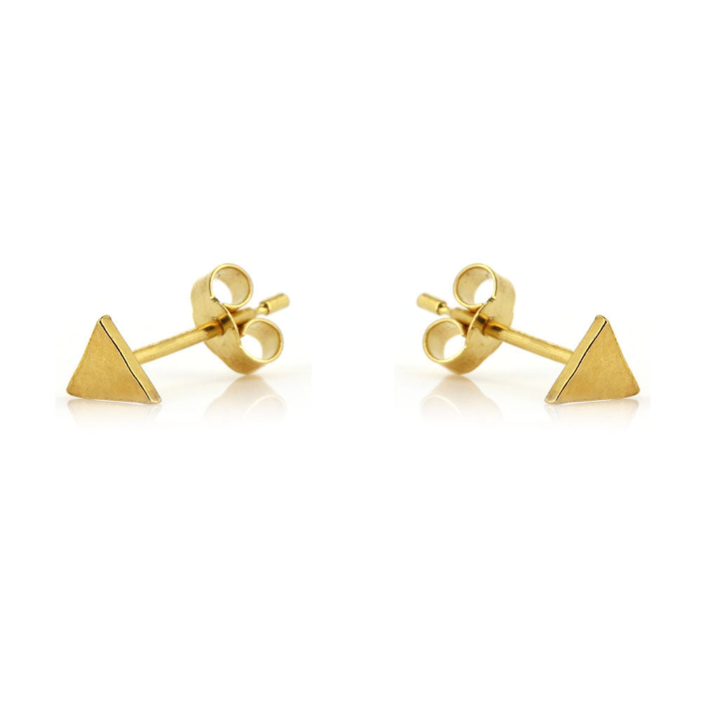 Micro Triangle Stud Earrings - Yellow Gold Vermeil Stud Earrings