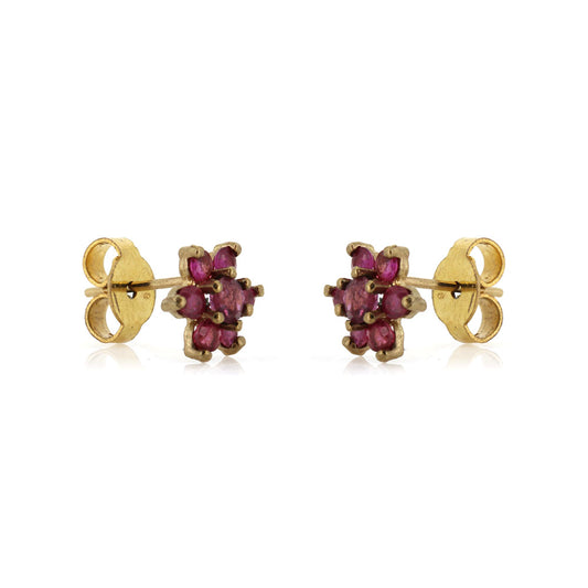 Pre-Owned - Ruby Cluster Stud Earrings