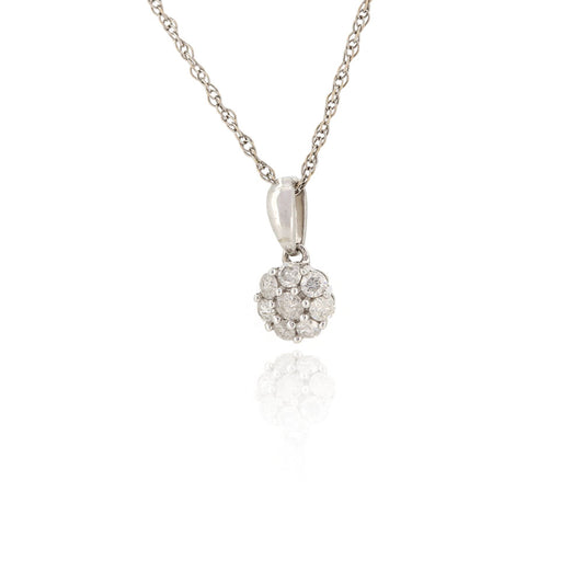 Pre-Owned - Diamond Daisy Cluster Pendant and Chain