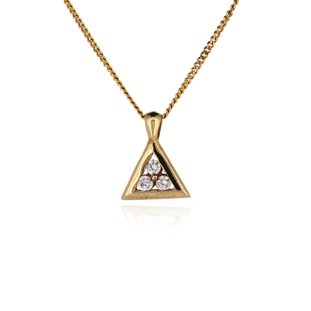 Pre-Owned - Diamond Set Triangle Pendant & Chain