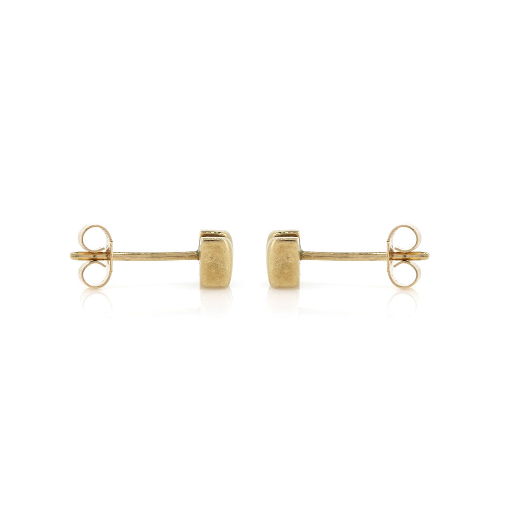 Pre-Owned - Diamond Gold Bar Stud Earrings