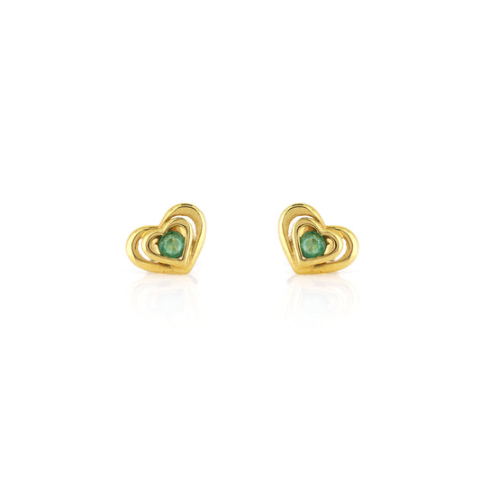 Pre-Owned - Emerald Heart Stud Earrings