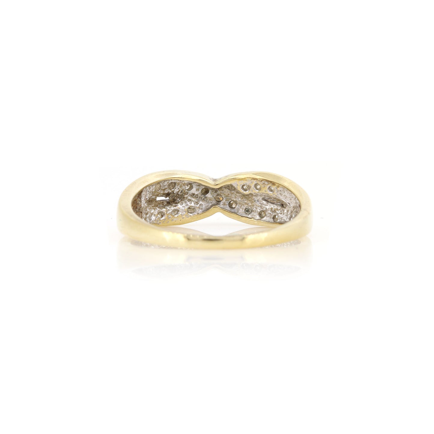 Diamond Crossover 9ct Yellow Gold Ring - Pre-Owned