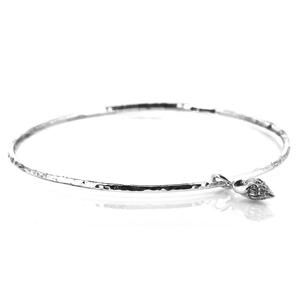 Whelk Shell Charm Bangle - Sterling Silver Bangles