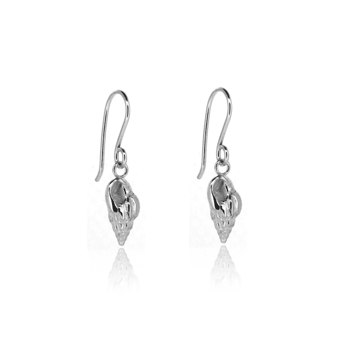 Whelk Shell Drop Earrings - Sterling Silver Drop Earrings