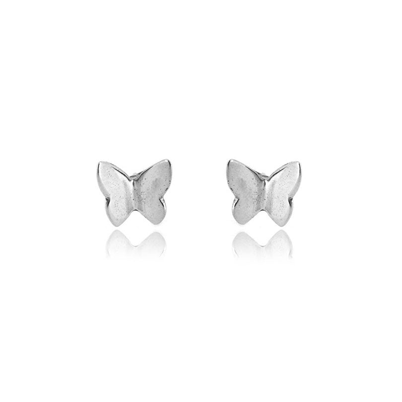 Solid Butterfly Stud Earrings - Sterling Silver