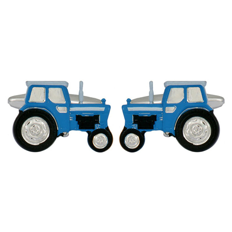 Cufflinks - Blue Tractor Rhodium Plated Cufflinks