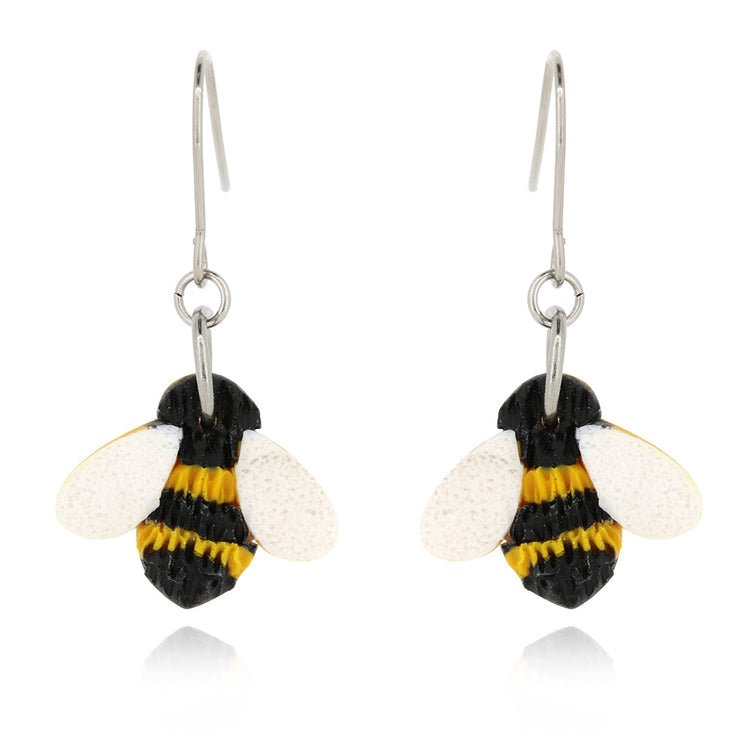 Bumble Bee Polymer Clay Drop Earrings - Surgical Steel Drop Earrings