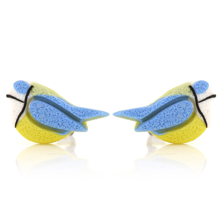 Blue Tit Polymer Clay Stud Earrings - Surgical Steel Stud Earrings