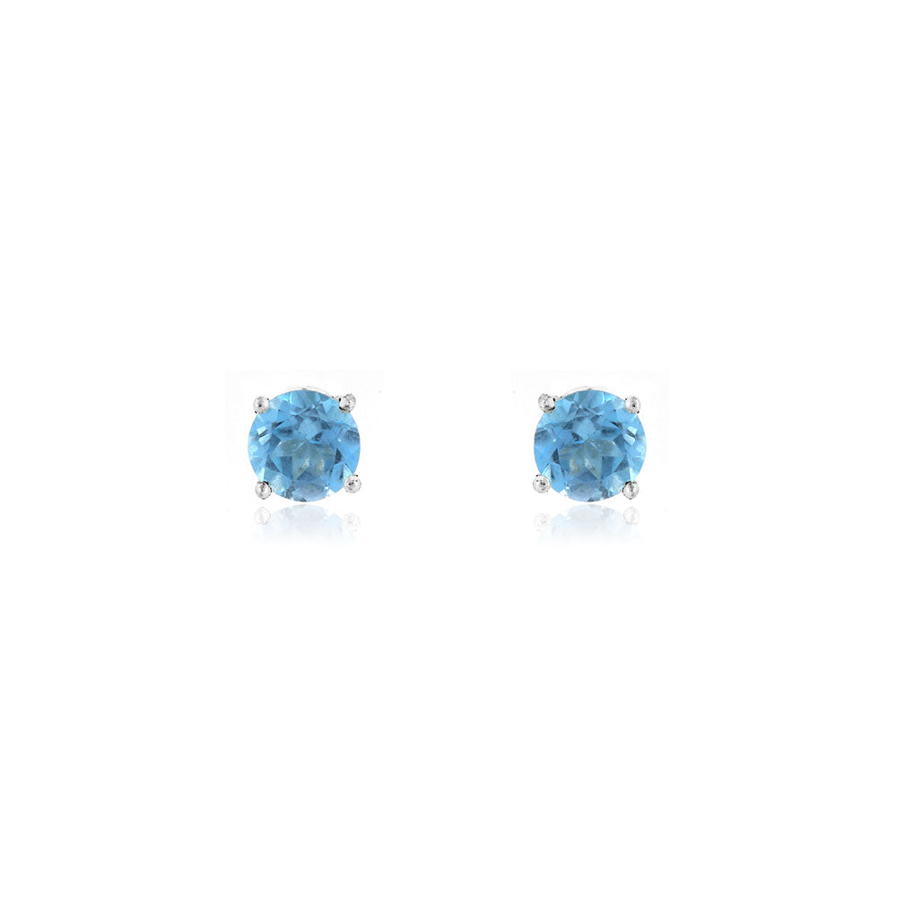 Glade Swiss Blue Topaz 5mm Stud Earrings - Sterling Silver Stud Earrings