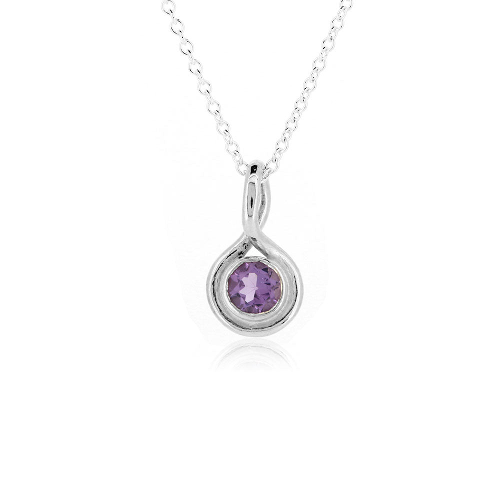 Infinity Amethyst Gemstone Necklace - Sterling Silver Necklace
