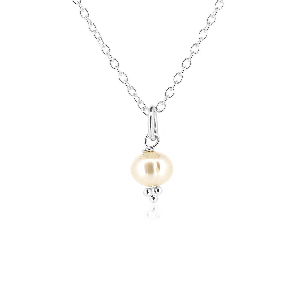 Alyssia White Freshwater Pearl Necklace - Sterling Silver Necklace