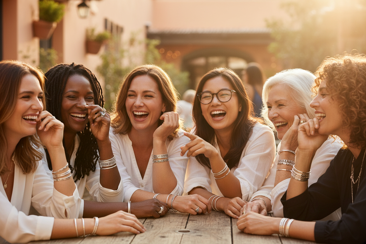 Bracelets & Bangles - group of women laughing together wearing bangles