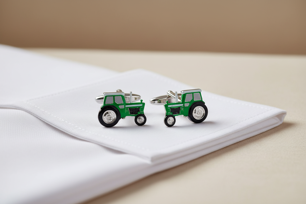 Cufflinks on folded shirt cuff
