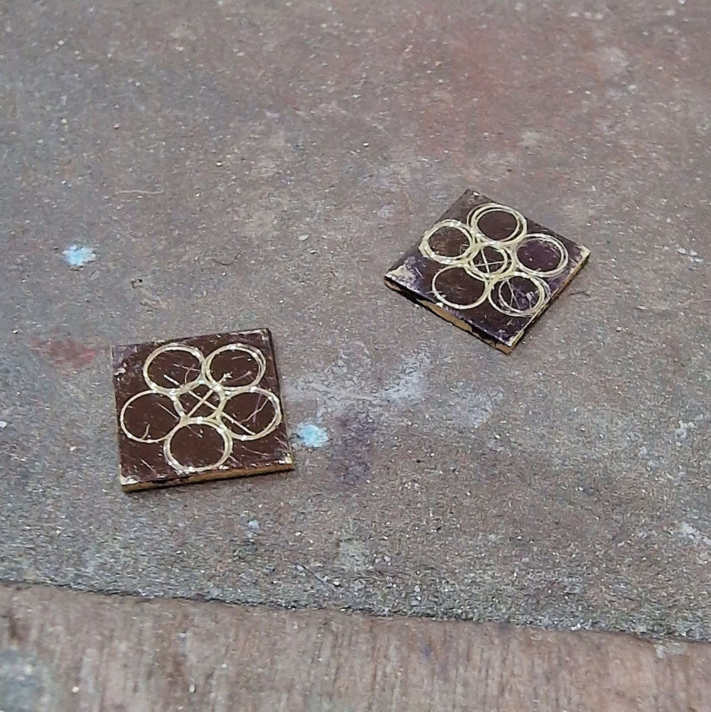The first stage of hand-making our customers Diamond 18ct Yellow Gold Flower Stud Earrings. Handmade at Golden Snowdrop, the jewellers in Shaftesbury near Blandford. 
