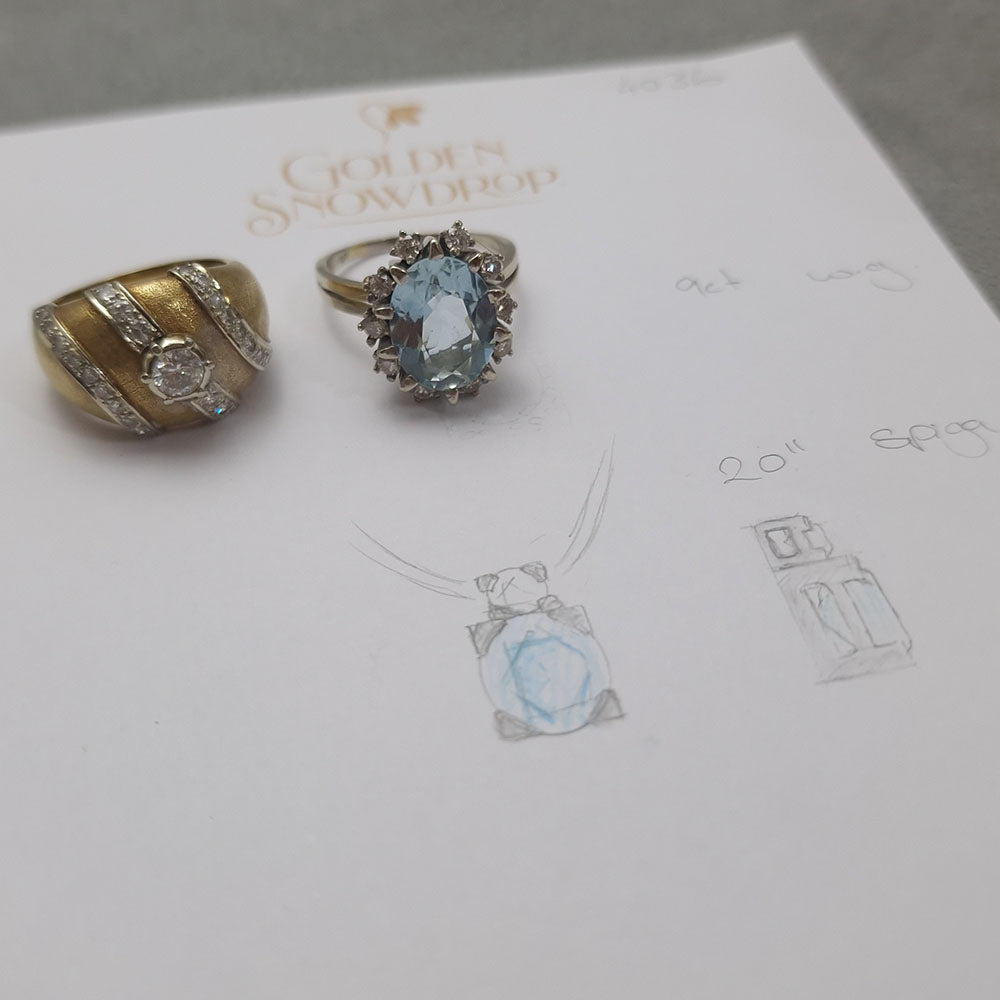 Bespoke aquamarine pendant Golden Snowdrop Shaftesbury Near Blandford Dorset