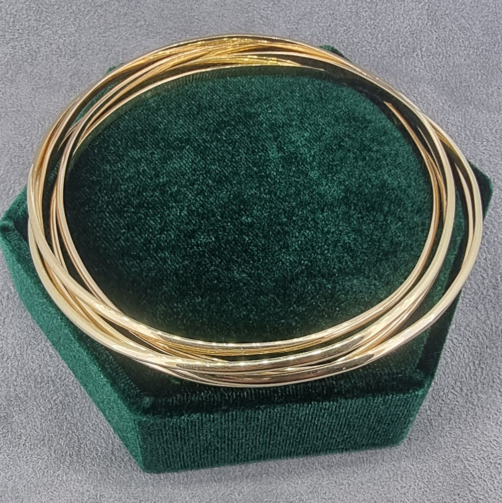 The final peice, a 9ct Yellow Gold Russian Bangle. Remodelled using our customers gold at Golden Snowdrop the jewellers in Shaftesbury, near Warminster. 