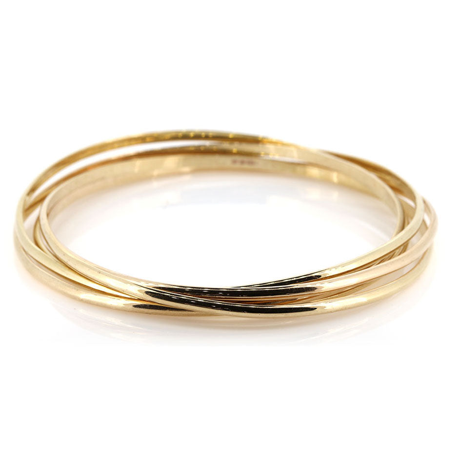 The final peice, a 9ct Yellow Gold Russian Bangle. Remodelled using our customers gold at Golden Snowdrop the jewellers in Shaftesbury, near Frome. 